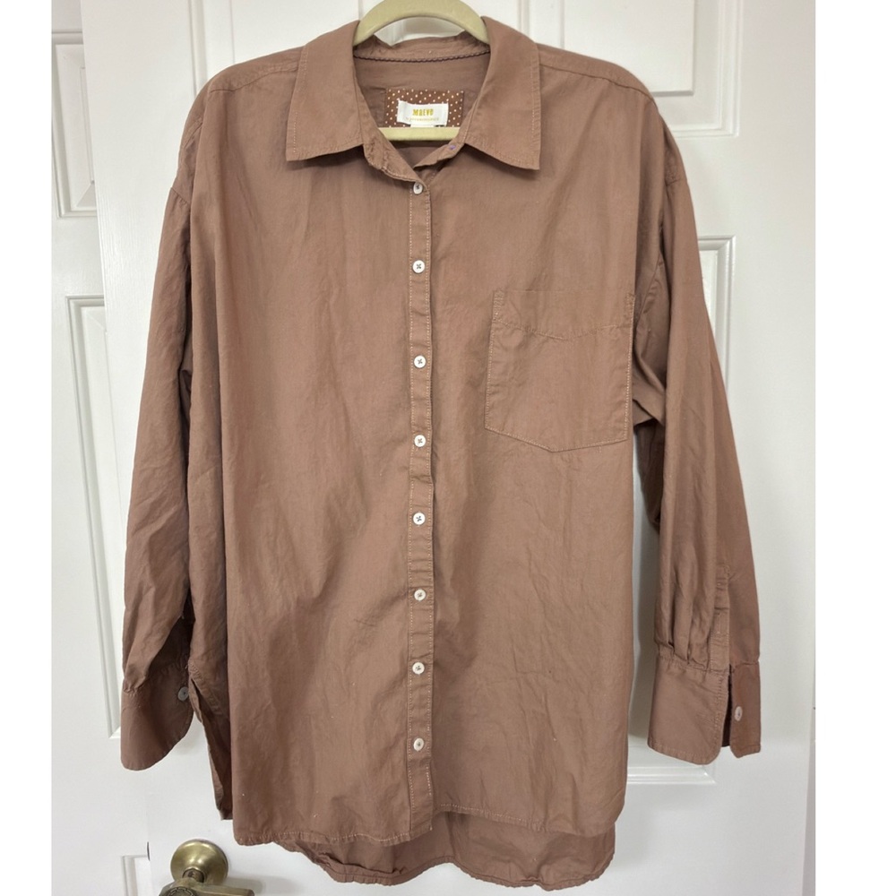 Anthropologie Maeve XL Brown Button-Down Shirt